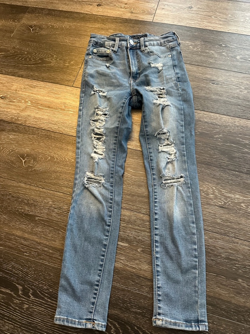 Aeropostale Distressed Light Blue Skinny Jeans